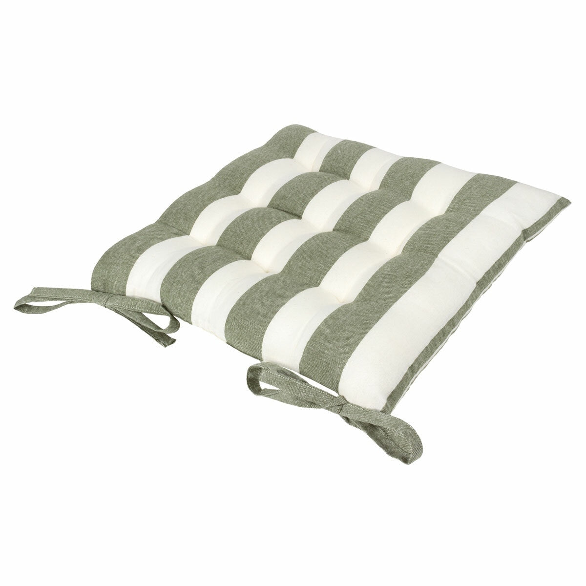 2 pack Yard Hayle Green Striped Cotton Seat Pad Cushion 40x40cm Garden Outdoor