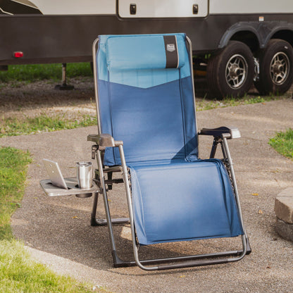 Timber Ridge Zero Gravity Lounger Chair Folding Side Table Blue Aluminium