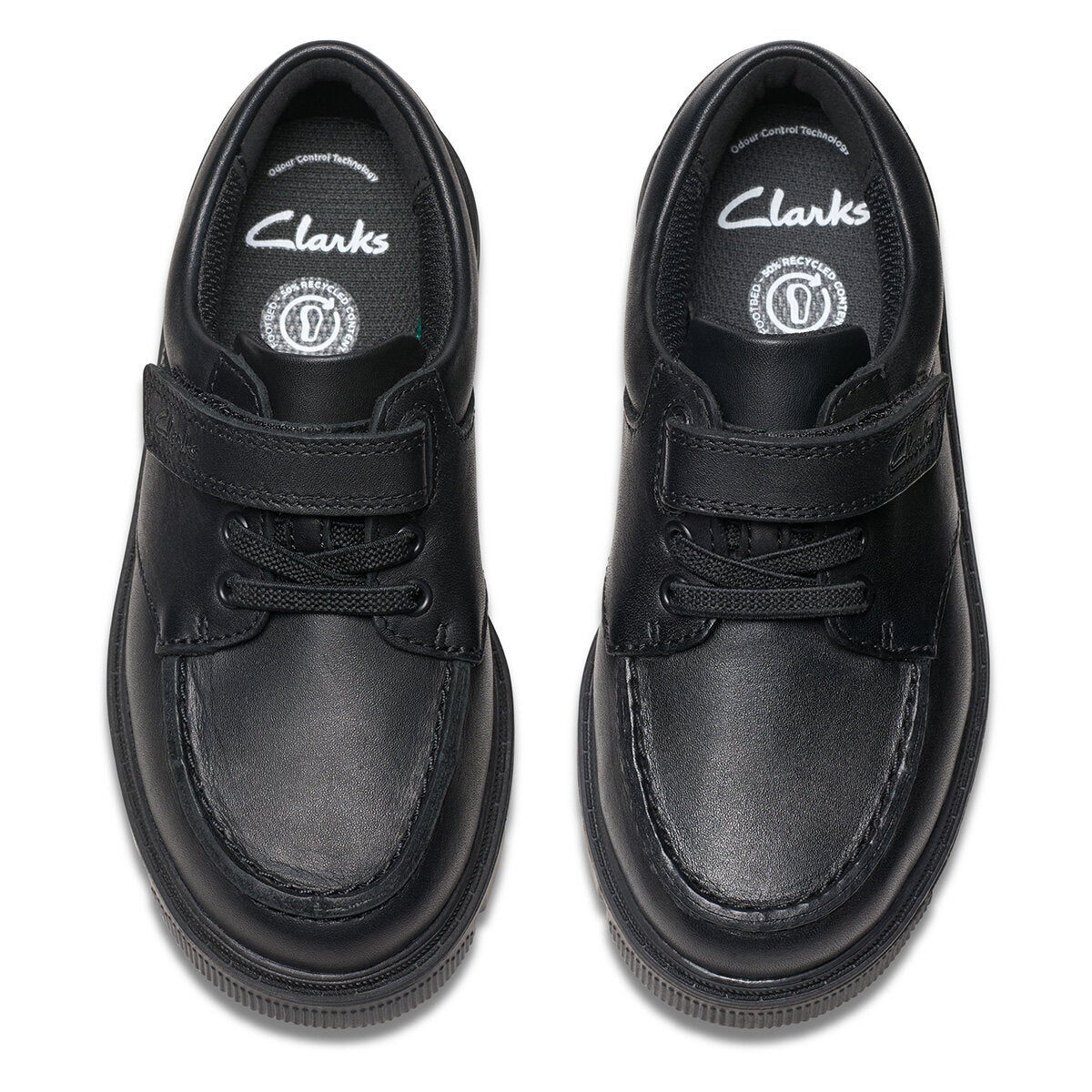 Clarks Kids Lorcam Edge Black Leather School Shoes Boys Girls Junior size 10