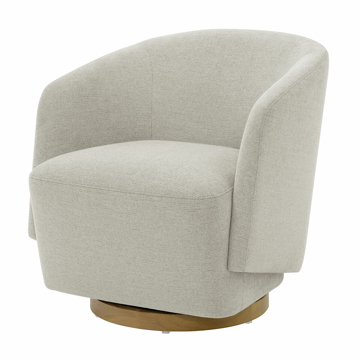 Henredon Murphy Light Grey Fabric Swivel Barrel Chair 360 Degree Pedestal