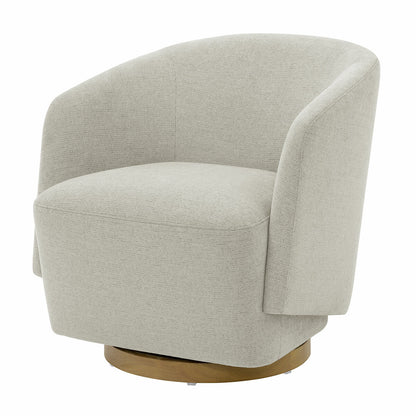 Henredon Murphy Light Grey Fabric Swivel Barrel Chair 360 Degree Pedestal