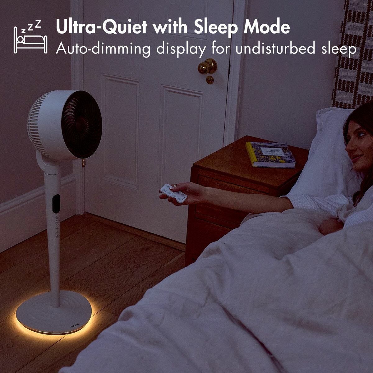 AirCraft AirLume Pedestal Fan Cordless Corded 12 Speed Stone White Remote