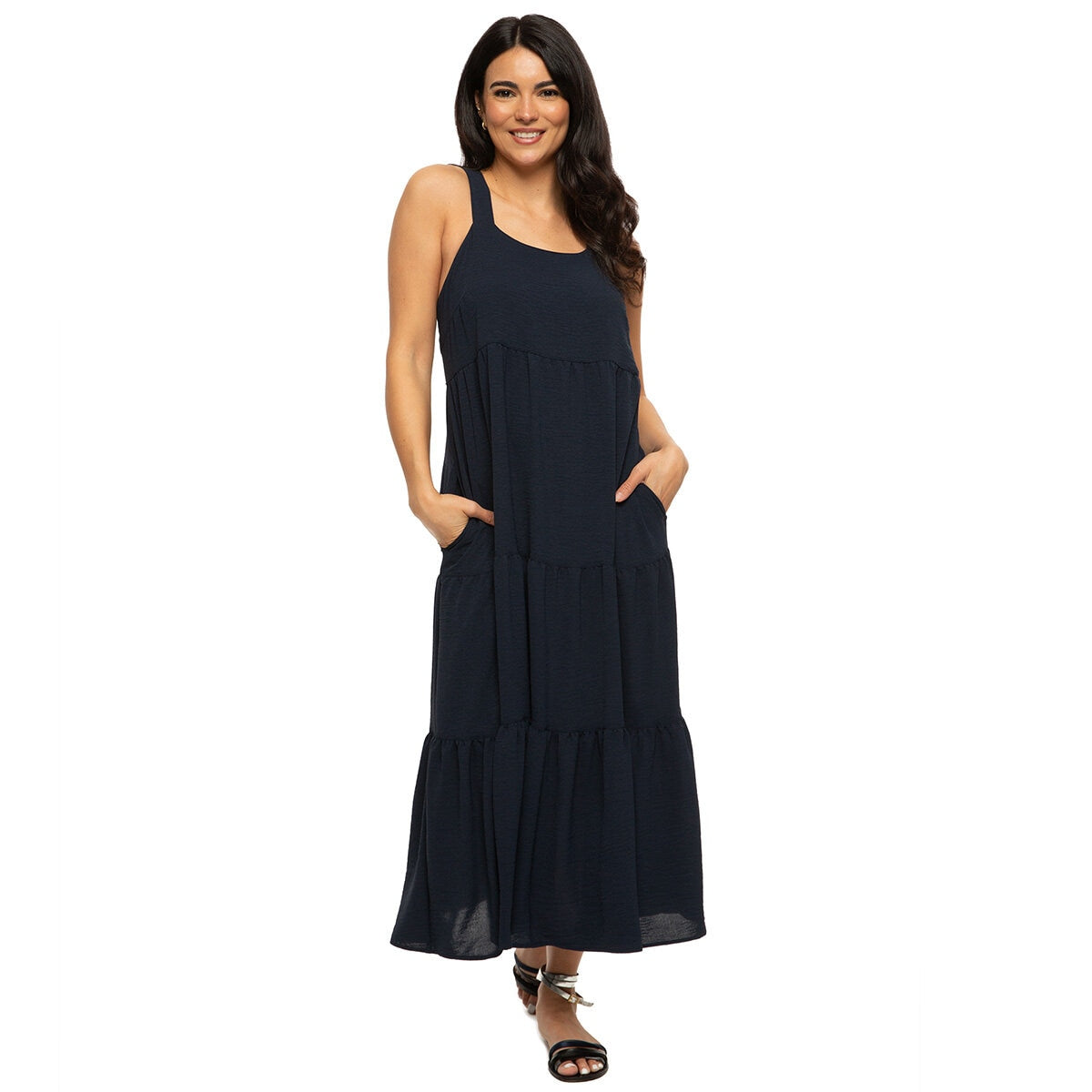 Jezebel Ladies Tiered Dress Summer Midi Skirt Various Colours Multi Sizes