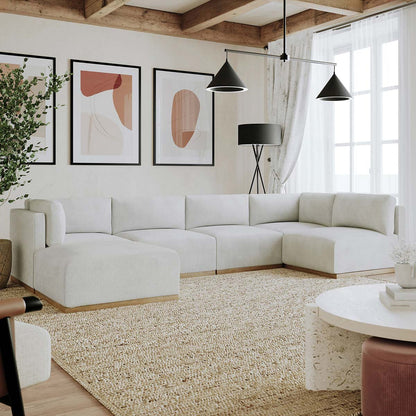 Henredon Murphy Cream 6pc Modular Fabric Corner Sofa Set Ottoman Lounge