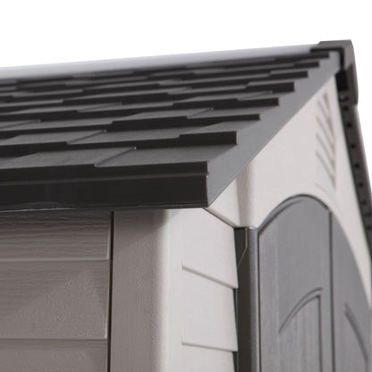 Lifetime 7x4.5ft Plastic Storage Shed 60495U HDPE Skylight Shelves Beige