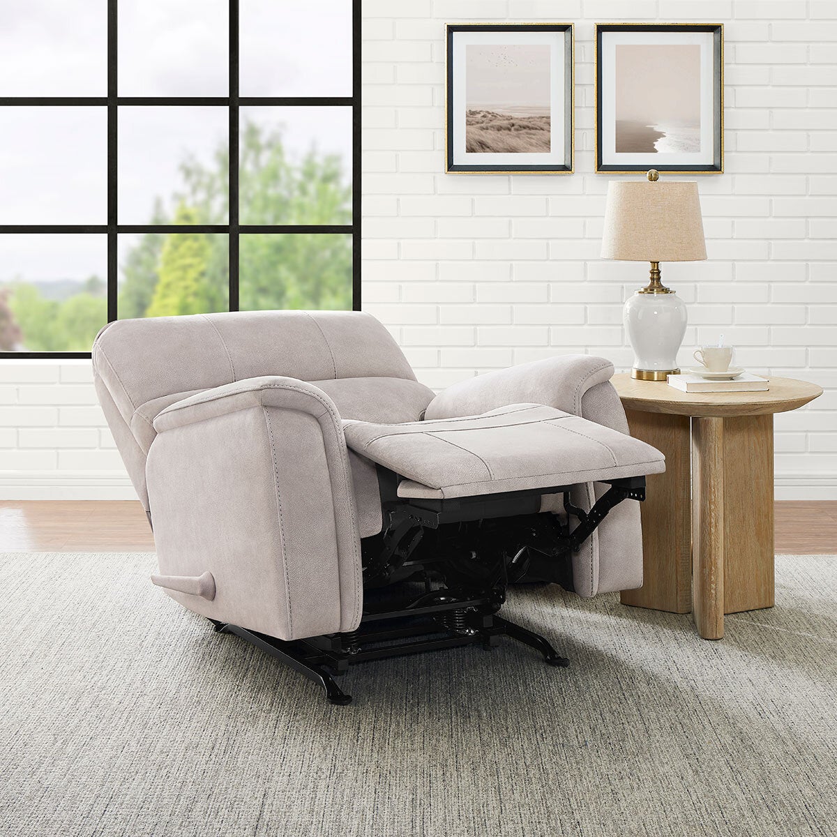 True Innovations Hayden Beige Fabric Manual Recliner Armchair Rocker Chair