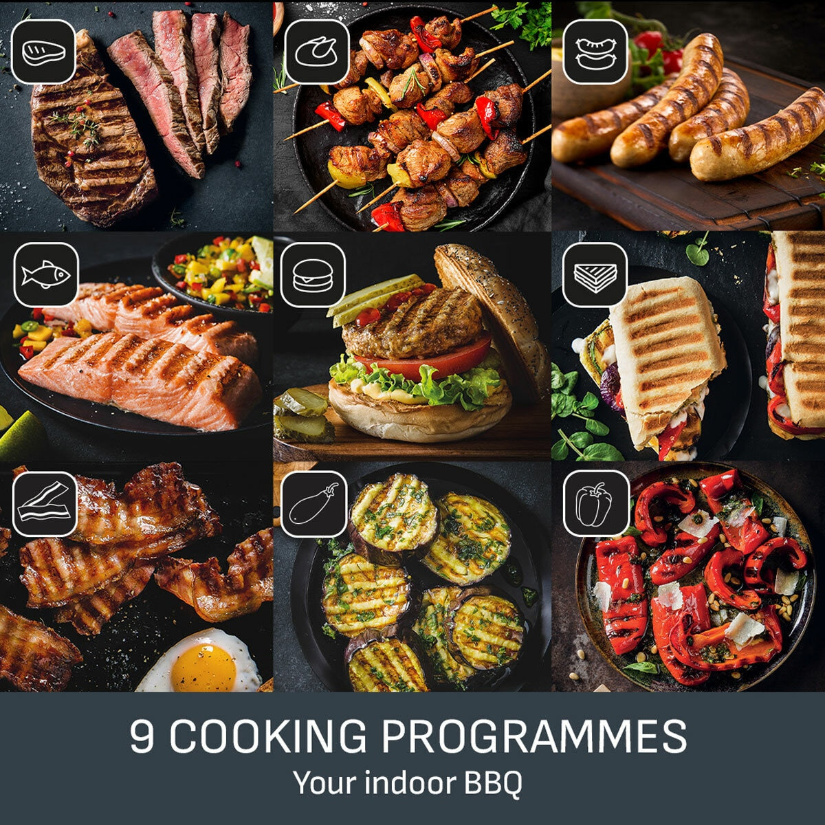 Tefal Optigrill XL GC7278G1 Electric Contact Grill 16 Programs MeasureCook Black