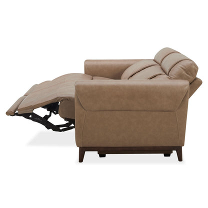 Aiden & Ivy Spencer Brown Leather Power Reclining 2 Seater Sofa 213cm Wide