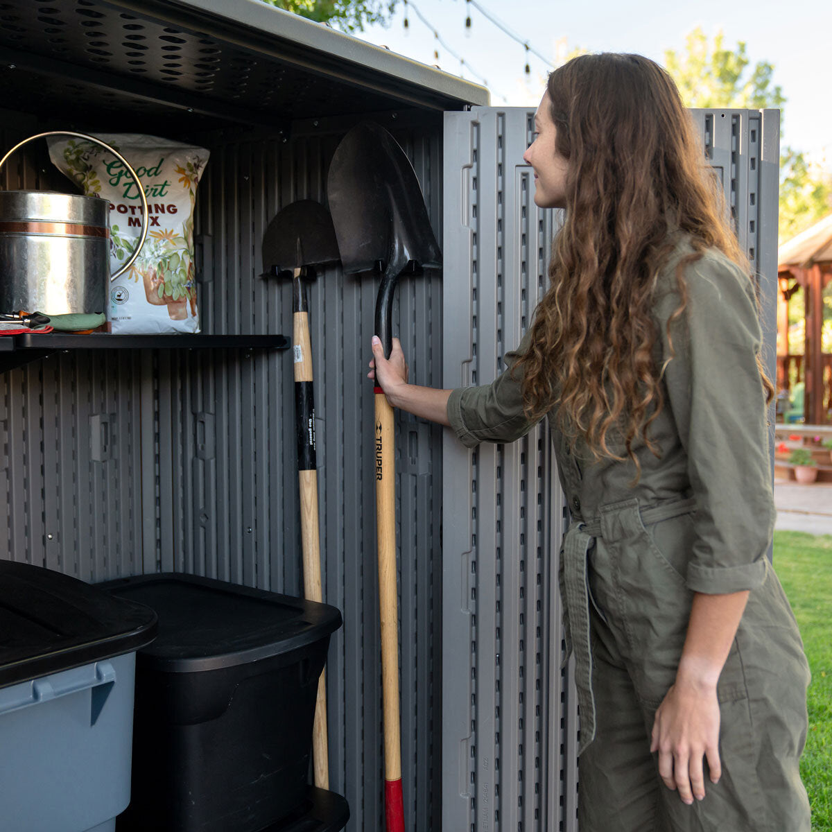 Lifetime 5x3 Outdoor Plastic Storage Shed 60375U 2060L Garden Shelves Grey