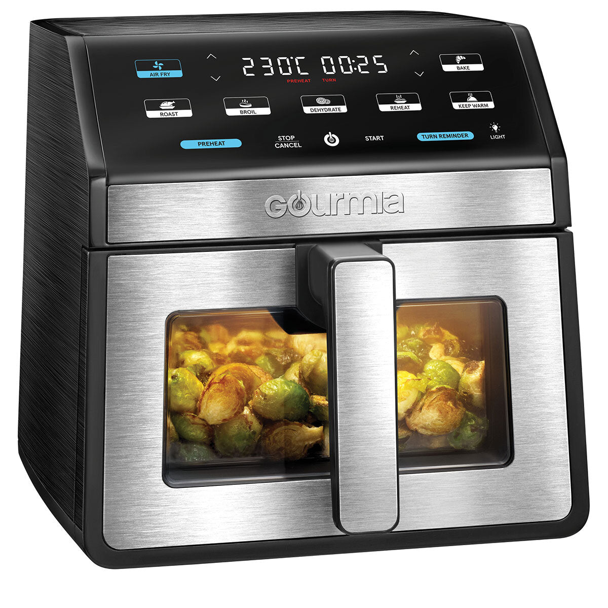 Gourmia 7.6L Digital Air Fryer Window Light 7 Preset 230°C Nonstick Black
