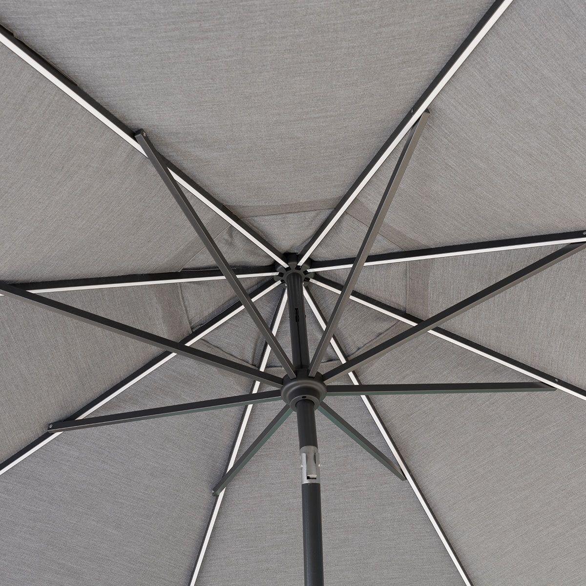 SunVilla 10ft Solar LED Garden Umbrella Parasol Grey Aluminium Outdoor Patio