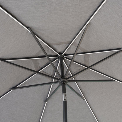 SunVilla 10ft Solar LED Garden Umbrella Parasol Grey Aluminium Outdoor Patio