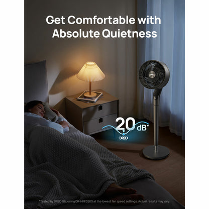 Dreo TurboPoly 350S Smart Pedestal Fan 3D Oscillation 9 Speed Grey DR-HPF020S"