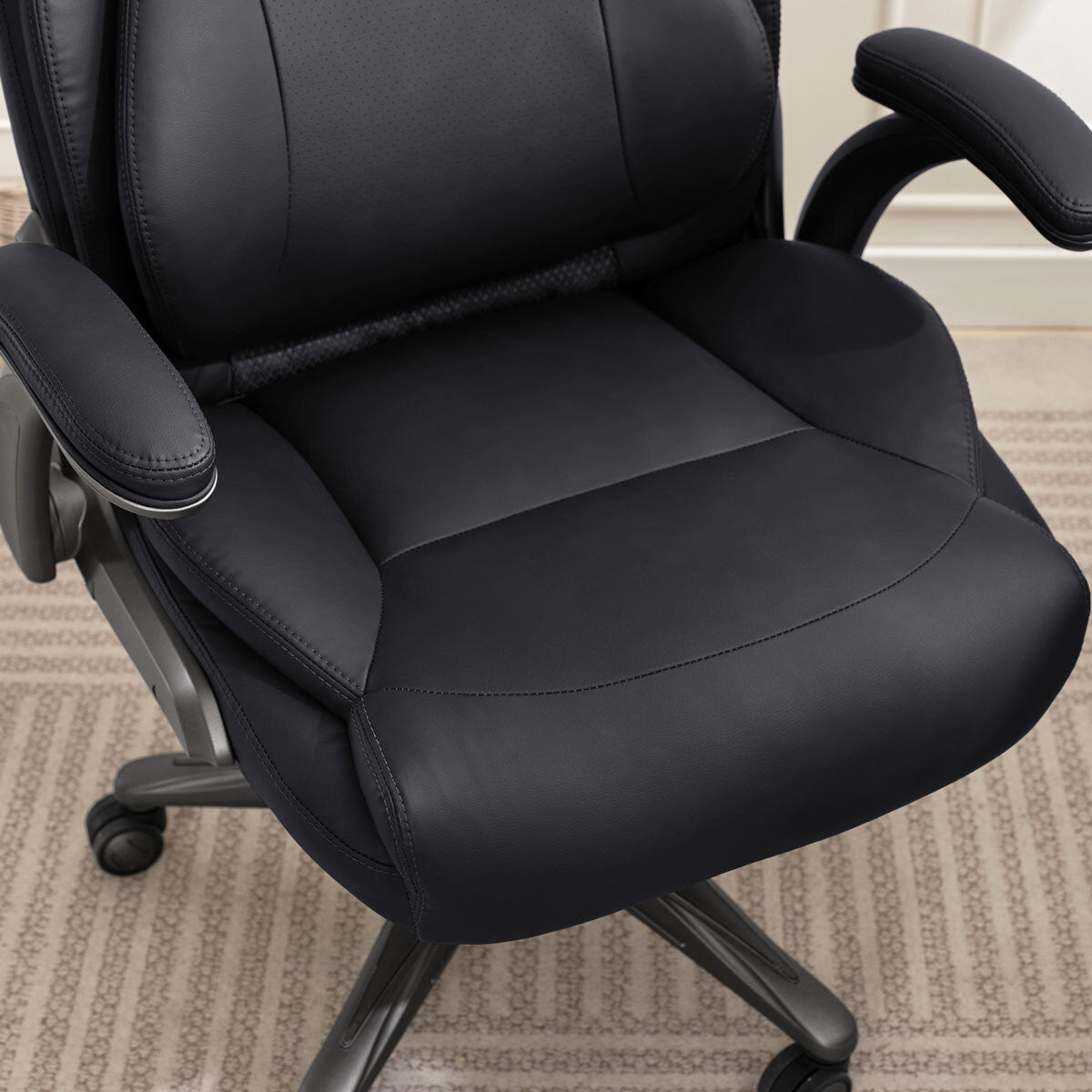 La-Z-Boy Air Lumbar Ergonomic Manager Office Chair PU Flip Arms Black Desk
