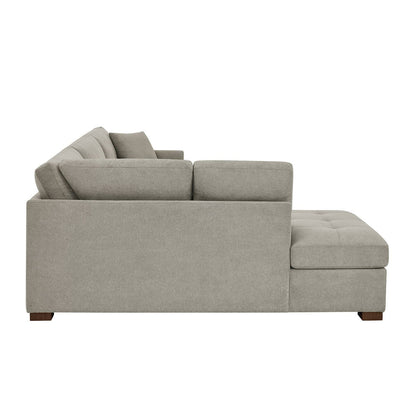 Thomasville Miles Grey Fabric Corner Sofa LHF Two Power Footrests Pocket Coil