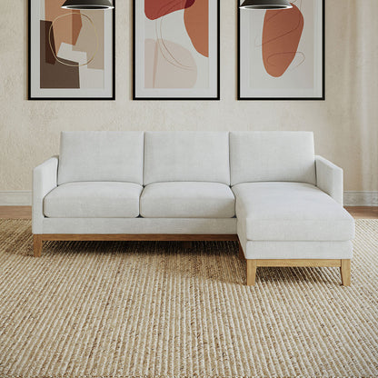 Henredon Murphy Cream Fabric Corner Sofa Reversible Chaise Lounge Coil Cushion
