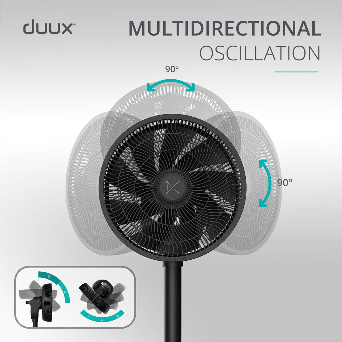 Duux Whisper Flex 2 Smart Pedestal Fan DXCF70UK 30 Speed Black Oscillating
