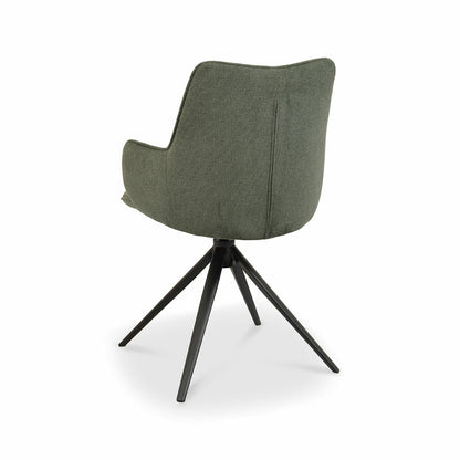 Bentley Designs Rowan Green Fabric Swivel Dining Chair 360 Self Return
