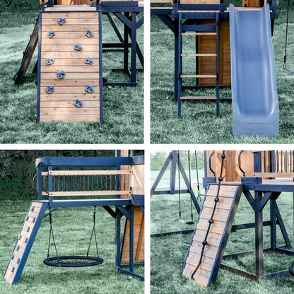 Backyard Discovery Timber Crossing Wooden Playcentre and Swing Set FSC Wood