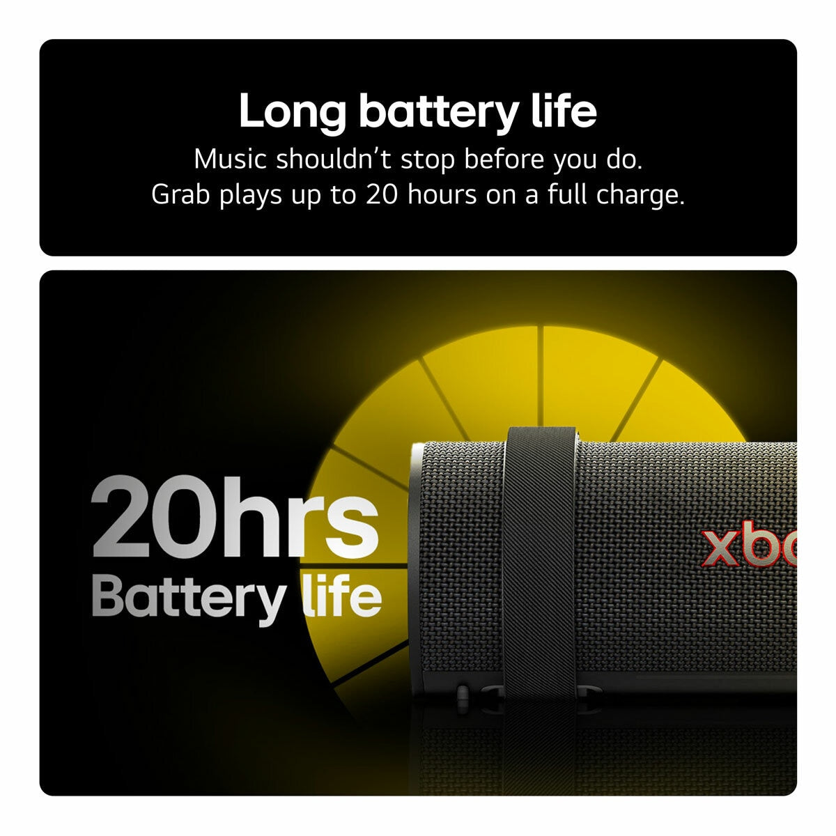 LG XBOOM Grab Portable Bluetooth Speaker will.i.am IP67 Waterproof 20W Black NEW