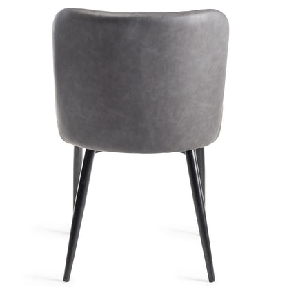 Bentley Designs Finch Grey Faux Leather Diamond Stitch Dining Chairs 2 Pack