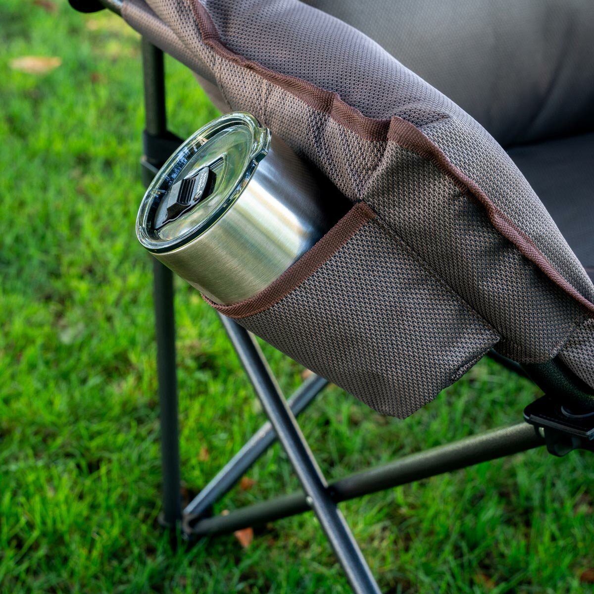 Mac Sports Extra Padded Club Camping Chair Brown Steel Frame 227kg Capacity