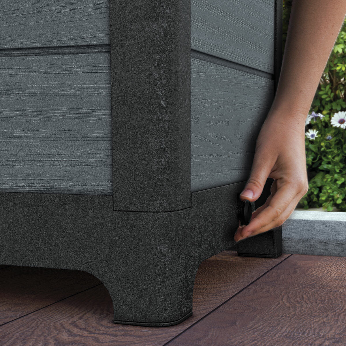 Keter Cortina Tulip Privacy Screen Planter Grey Resin Outdoor Garden 156cm