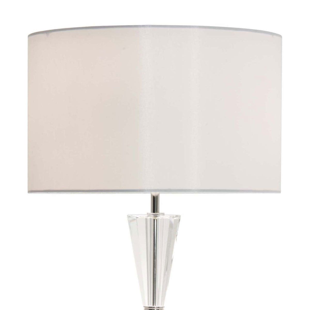 Dar Risha Crystal Glass Table Lamp Ivory Faux Silk Shade Polished Nickel 67cm