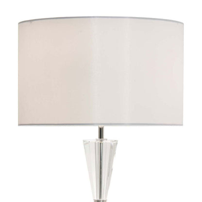 Dar Risha Crystal Glass Table Lamp Ivory Faux Silk Shade Polished Nickel 67cm