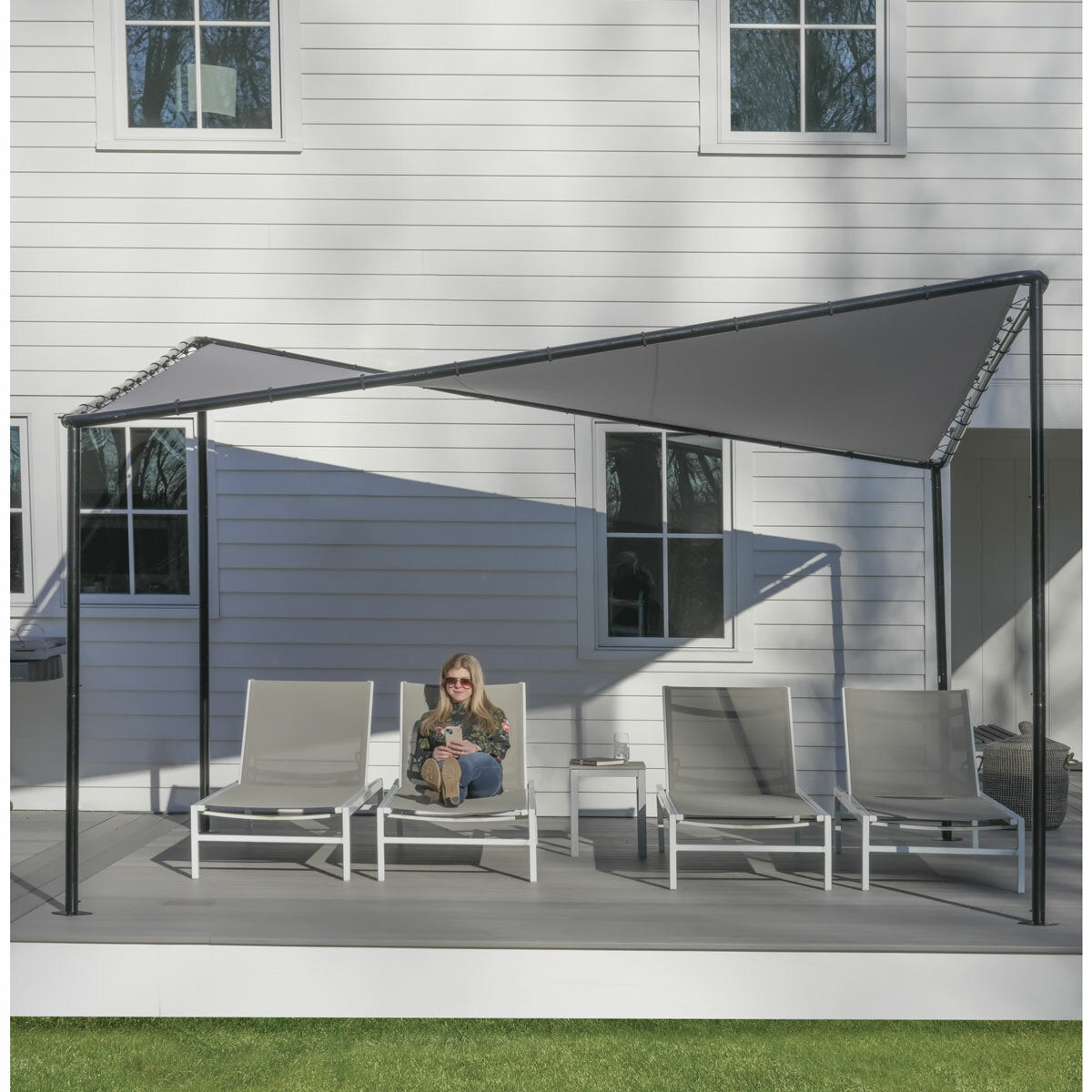 Sojag Del Ray 12x12ft Garden Gazebo Grey Steel UV Water Resistant Canopy