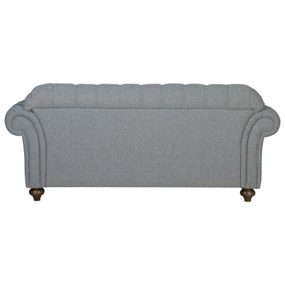 Bordeaux Button Back Grey Fabric 2 Seater Sofa Tufted Wood Legs 194cm Wide