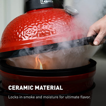 Kamado Joe Junior 13.5" Ceramic Charcoal BBQ Barbecue Grill Red With Cover