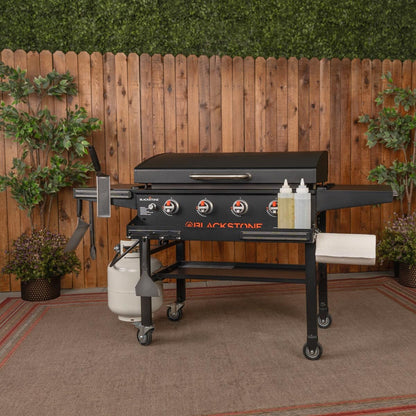 Blackstone 36" Gas Griddle BBQ 4 Burner 60000 BTU Hood Front Shelf Black Steel