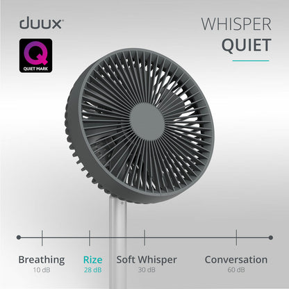 Duux Rize Pedestal Fan DXCF90UK 4 Speed Oscillating Floor Table Charcoal
