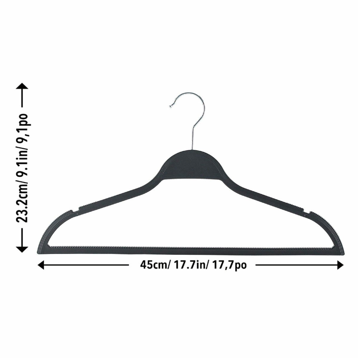 Standby Rubber Non-Slip Slim Clothes Hangers Black Wardrobe Space Saving 50 Pack