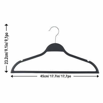 Standby Rubber Non-Slip Slim Clothes Hangers Black Wardrobe Space Saving 50 Pack