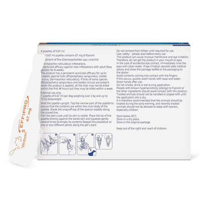 Effipro Spot-On Flea Tick Treatment Small Dogs 2-10kg 67mg Fipronil 12 Pack