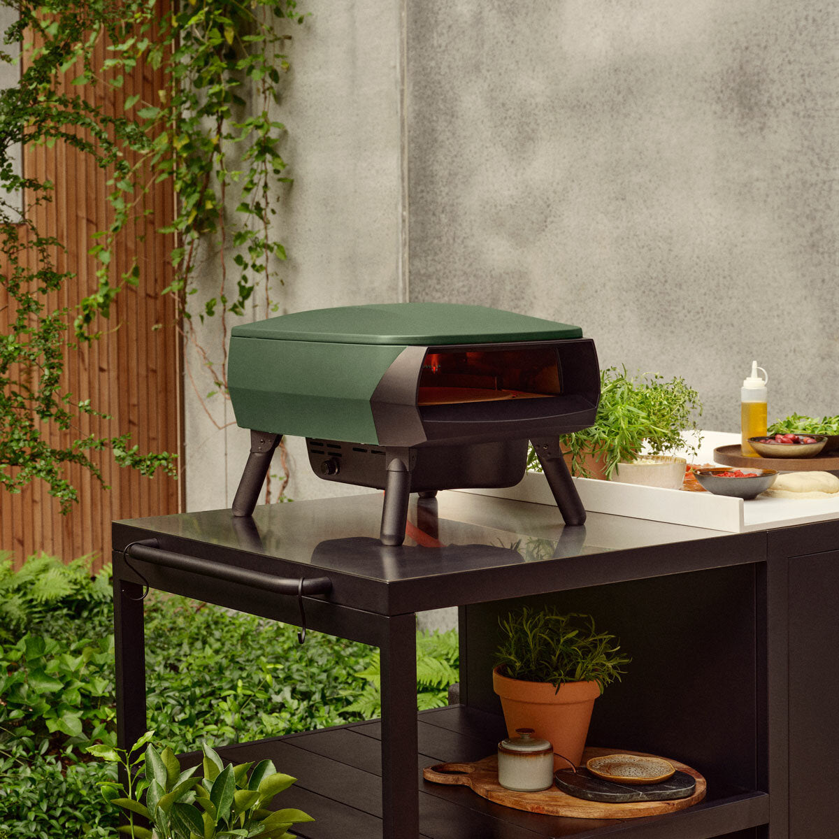 Witt Piccolo Rotante Gas Pizza Oven 13" 500°C 5 Piece Bundle Green Outdoor