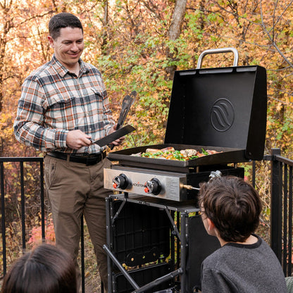 Blackstone 22" Table Top Gas Griddle 2144DK 2 Burner BBQ Grill With Hood Black