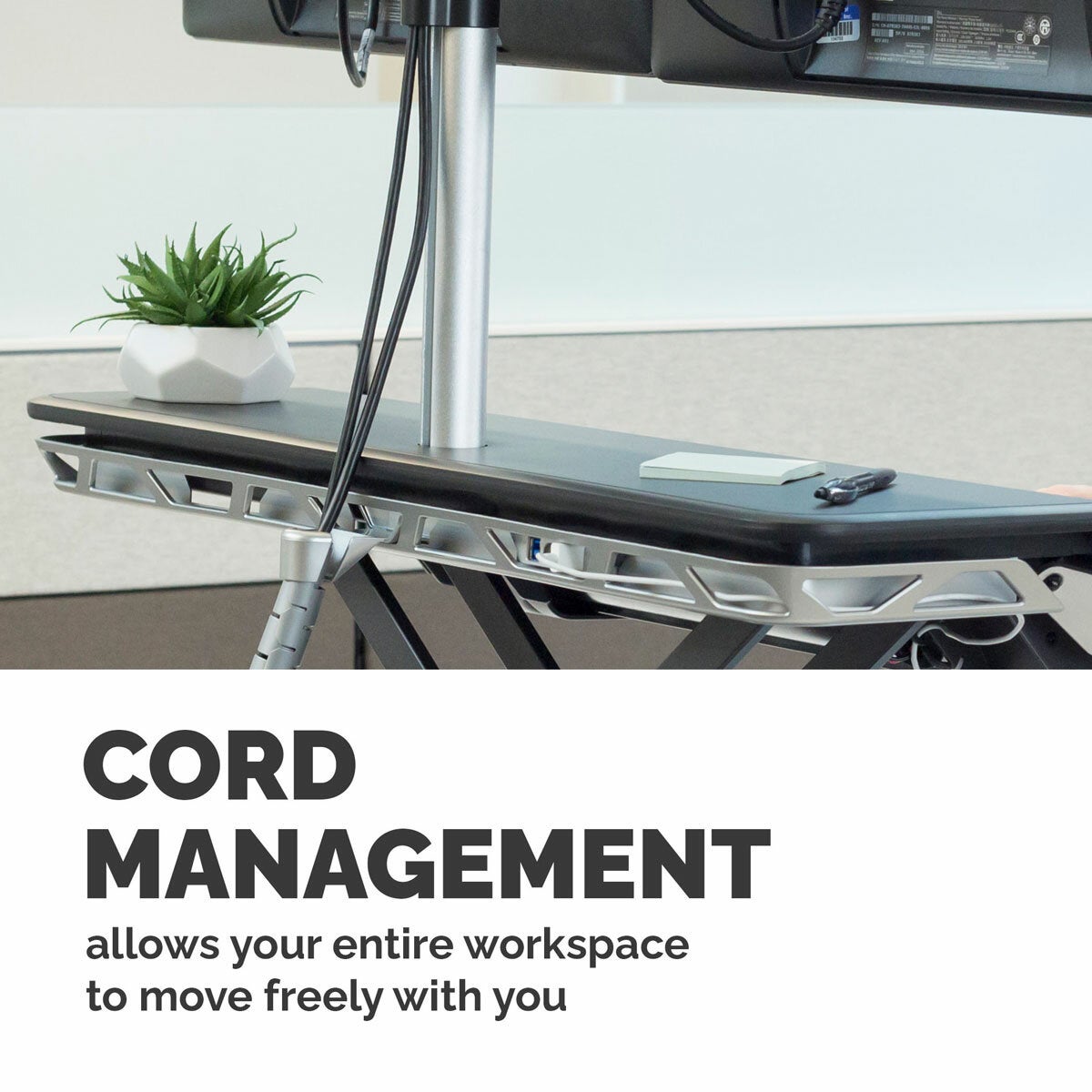 Fellowes Lotus Sit Stand Desk Workstation Black Height Adjustable Office Riser