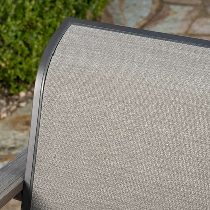 SunVilla Helio 3pc Bistro Set Grey Sling Armchairs Coffee Table Cover Garden