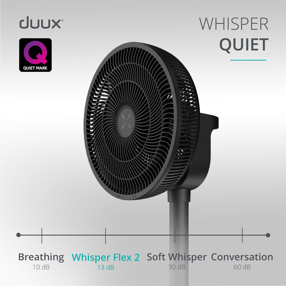 Duux Whisper Flex 2 Smart Pedestal Fan DXCF70UK 30 Speed Black Oscillating