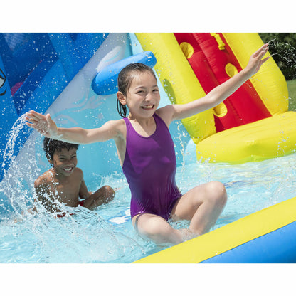 H2OGO! Whale Inflatable Kids Water Park Slide Splash Pad Climb Wall Blower