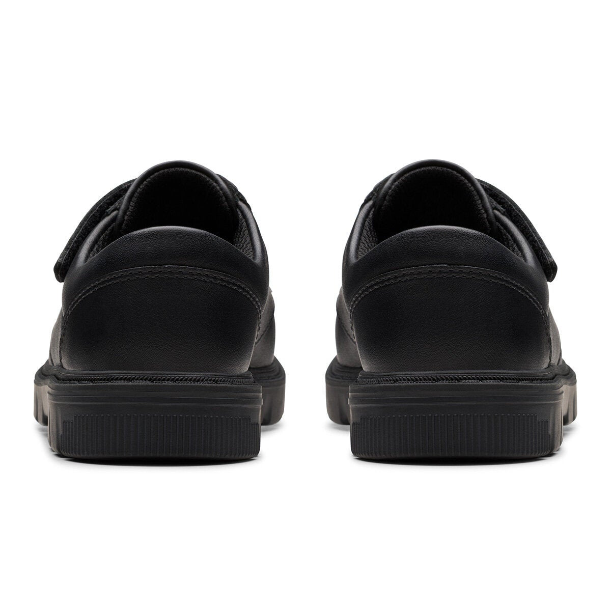 Clarks Kids Lorcam Edge Black Leather School Shoes Boys Girls Junior size 10