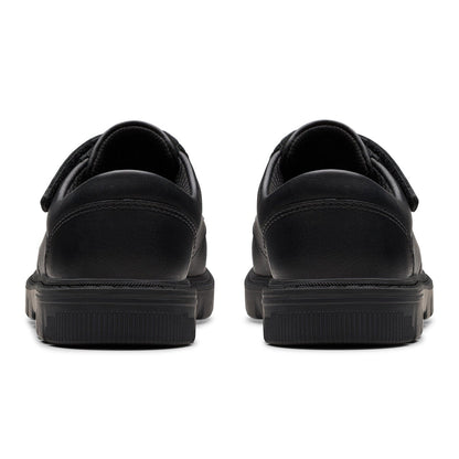 Clarks Kids Lorcam Edge Black Leather School Shoes Boys Girls Junior size 10