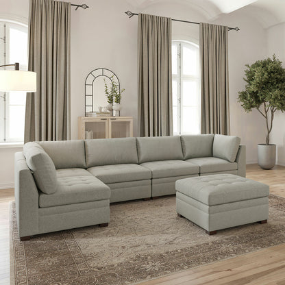 Thomasville Tisdale Modular Armless Chair Beige Fabric Pocket Coil Sofa Seat