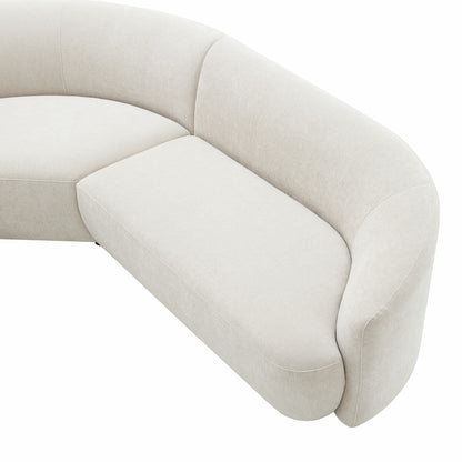 Dolen Beige Fabric 3 Piece Corner Sofa Pocket Coil Sinuous Spring Lounge Suite