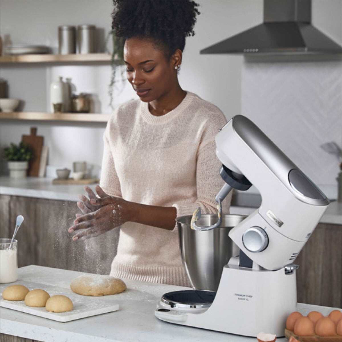 Kenwood Titanium Chef Baker Stand Mixer KVC65 1200W 4.6L Bowl White 8.7kg