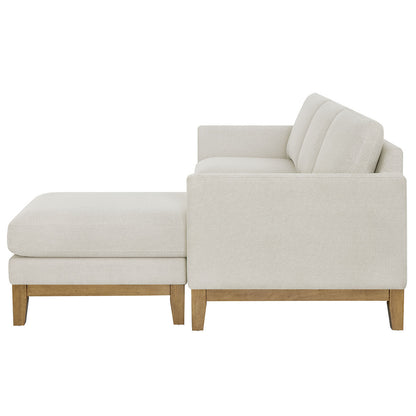 Henredon Murphy Cream Fabric Corner Sofa Reversible Chaise Lounge Coil Cushion