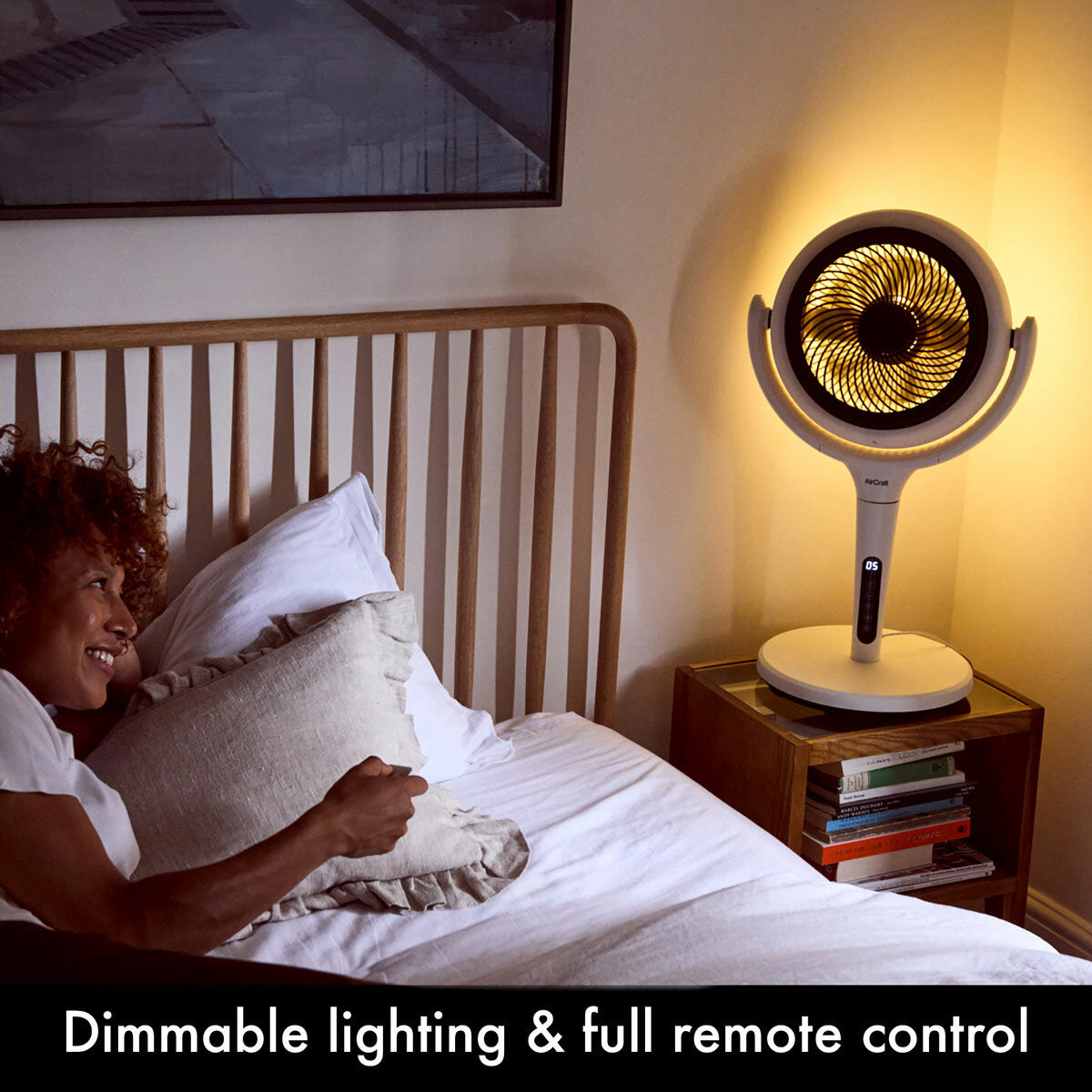 AirCraft LUME 2-in-1 Air Circulator Desk Pedestal Fan Remote LED White 26W